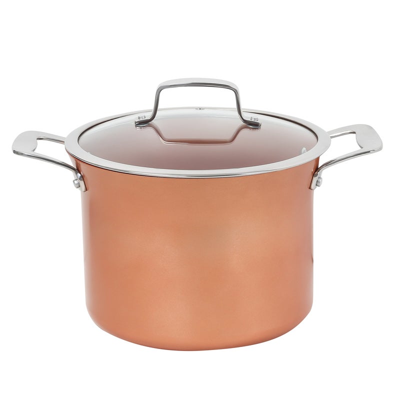 Concord Cookware وعاء طهي نحاسي غير لاصق من CONCORD 7 QT، وعاء طهي من سلسلة Coppe-Ramic (متوافق مع الحث) - Image 1